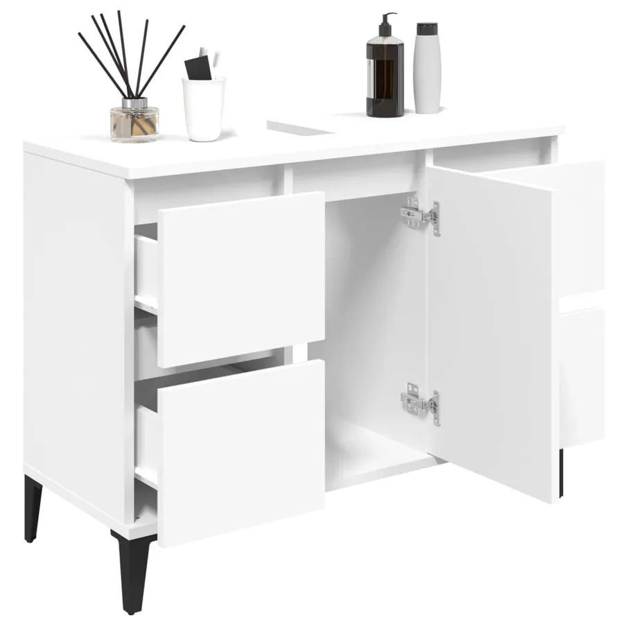 Meuble d'évier blanc 80x33x60 cm bois d'ingénierie - 4