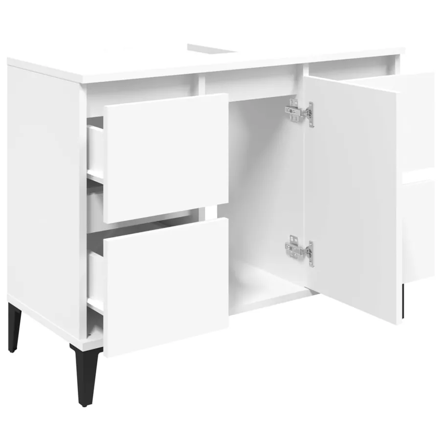 Meuble d'évier blanc 80x33x60 cm bois d'ingénierie - 6