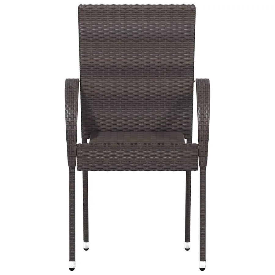 Chaises empilables d'extérieur lot de 4 Résine tressée Marron - 4