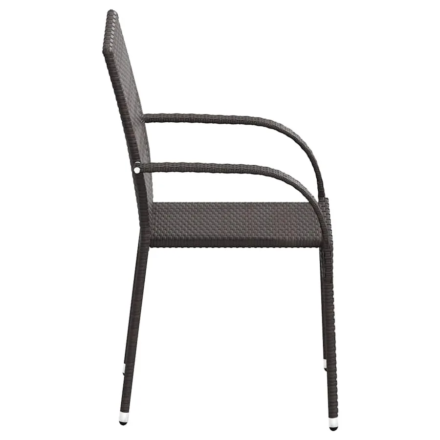 Chaises empilables d'extérieur lot de 4 Résine tressée Marron - 5