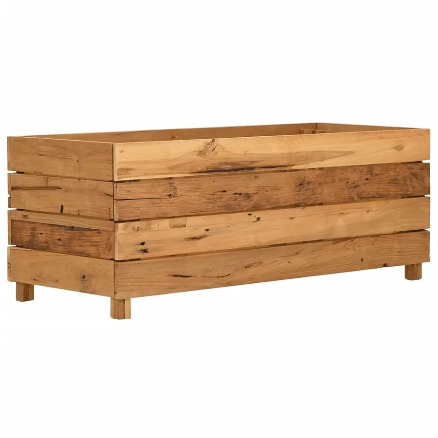 Lit surélevé 100x40x38 cm bois de teck recyclé et acier - 10