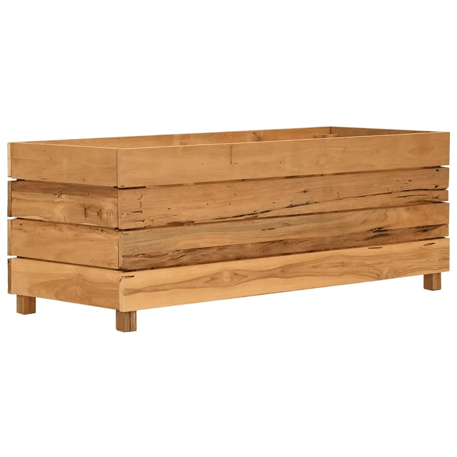 Lit surélevé 100x40x38 cm bois de teck recyclé et acier - 11