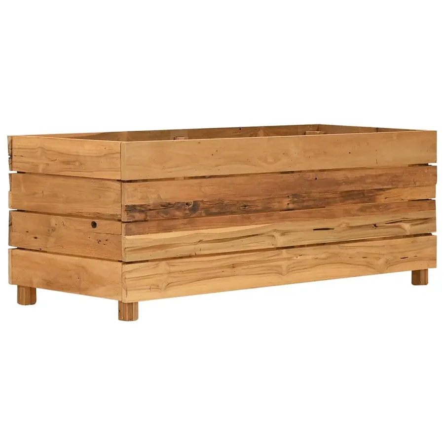 Lit surélevé 100x40x38 cm bois de teck recyclé et acier - 12