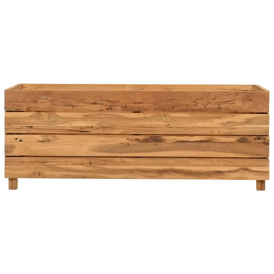 Lit surélevé 100x40x38 cm bois de teck recyclé et acier - 3