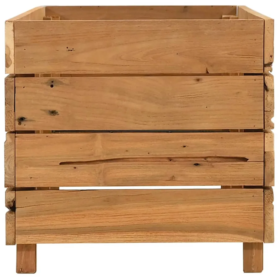 Lit surélevé 100x40x38 cm bois de teck recyclé et acier - 4