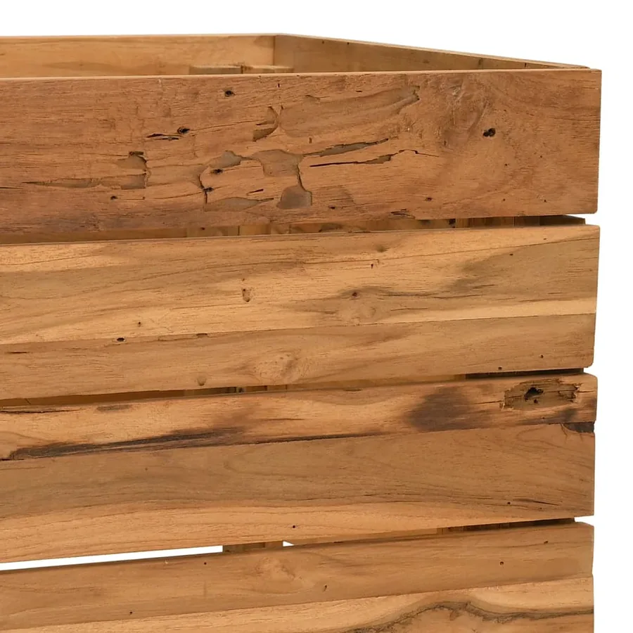 Lit surélevé 100x40x38 cm bois de teck recyclé et acier - 6