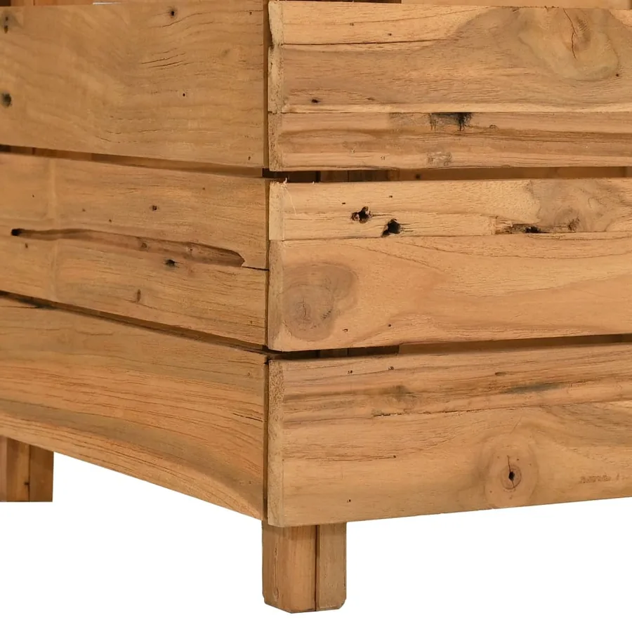 Lit surélevé 100x40x38 cm bois de teck recyclé et acier - 7