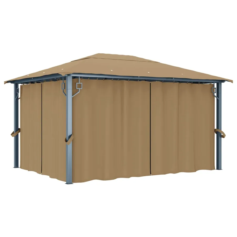 Tonnelle avec rideau 400x300 cm Taupe Aluminium