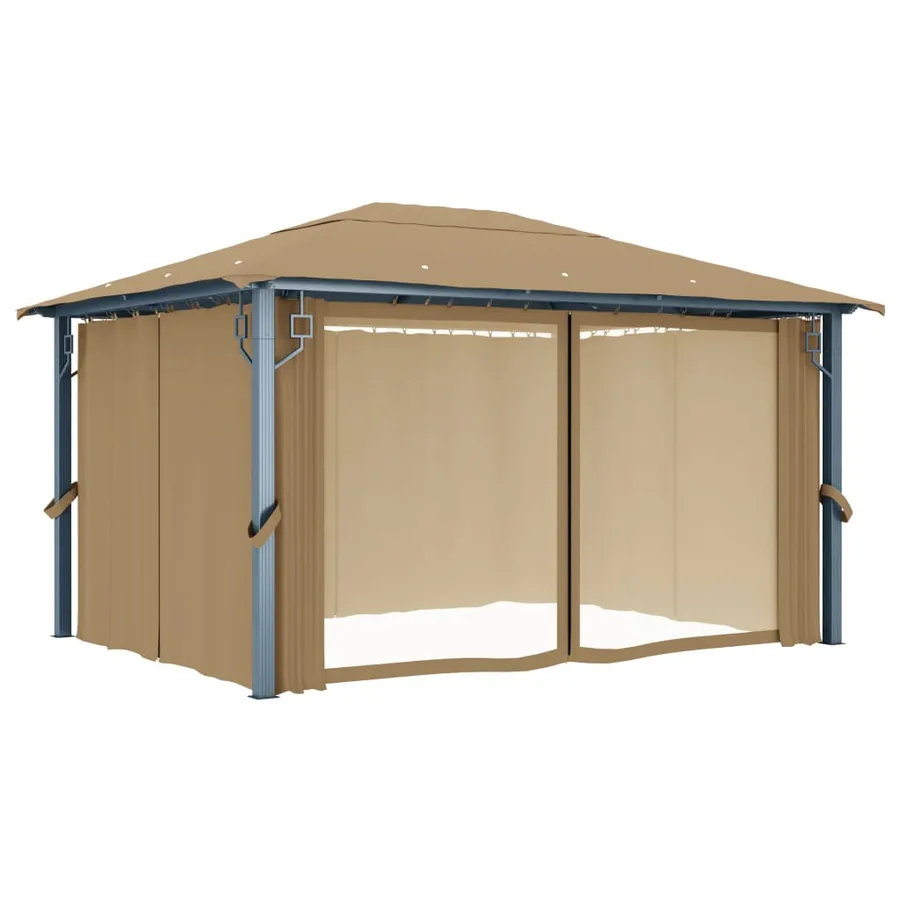 Tonnelle avec rideau 400x300 cm Taupe Aluminium - 3