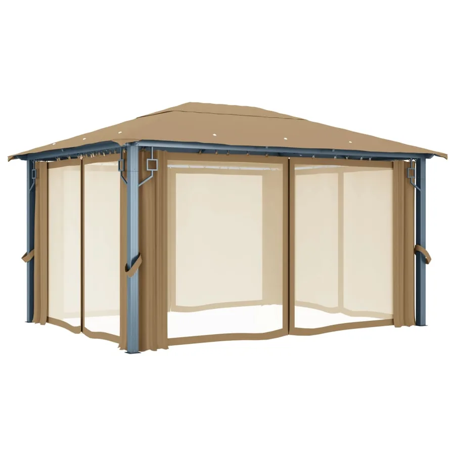 Tonnelle avec rideau 400x300 cm Taupe Aluminium - 4