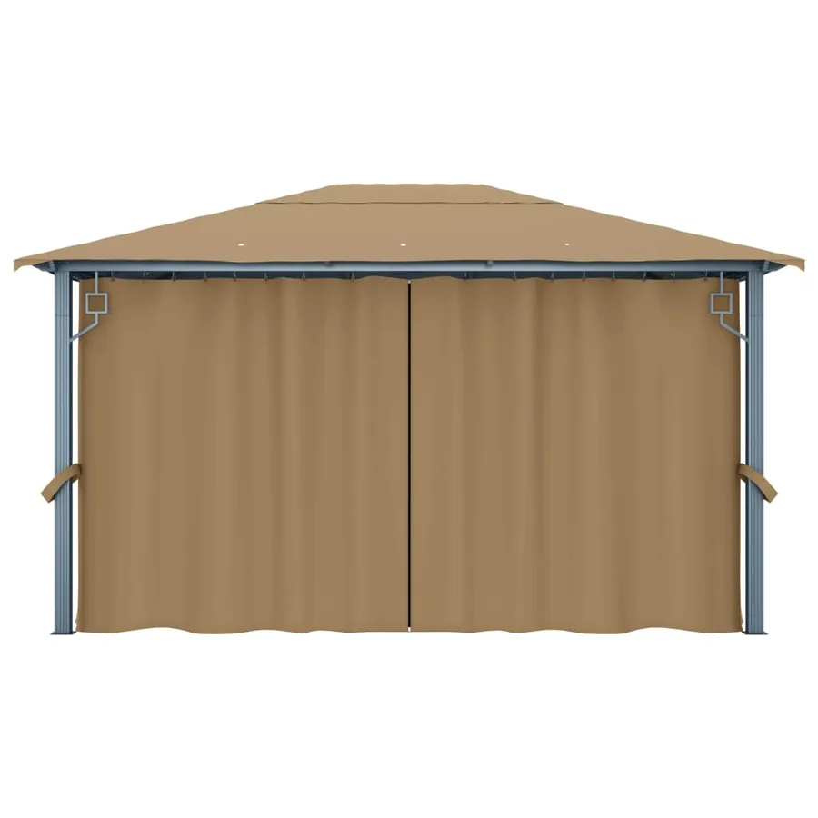 Tonnelle avec rideau 400x300 cm Taupe Aluminium - 6