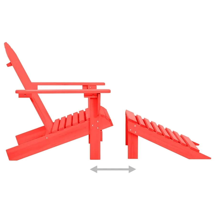 Chaise de jardin Adirondack avec pouf Bois de sapin Rouge - 5