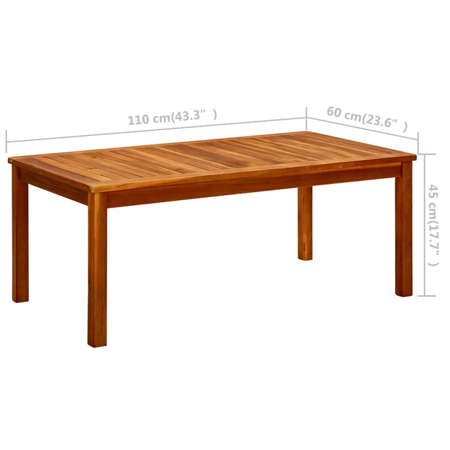 Table basse de jardin 110x60x45 cm Bois solide d'acacia - 7