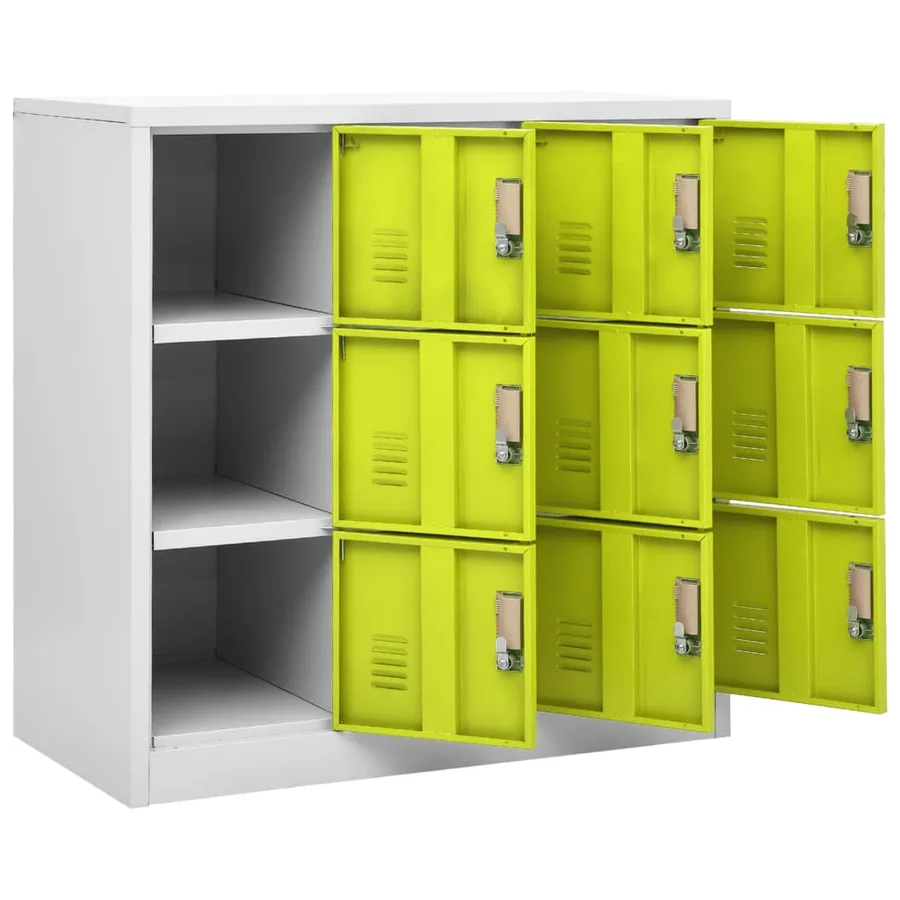Armoire à casiers Gris clair et vert 90x45x92,5 cm Acier - 5
