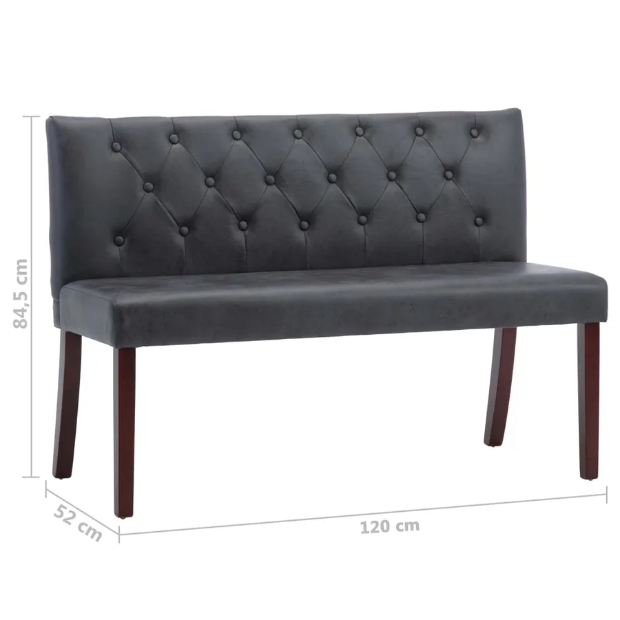 Banc 120 cm Gris Similicuir daim - 7