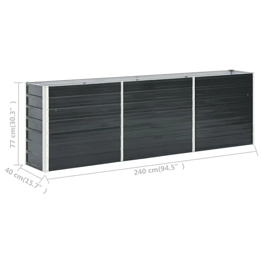 Lit surélevé de jardin Acier galvanisé 240x40x77 cm Anthracite - 8