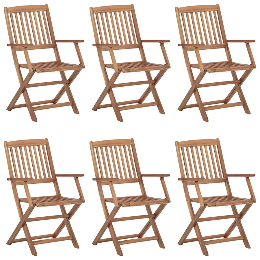 Chaises pliables de jardin lot de 6 avec coussins Bois d'acacia - 3