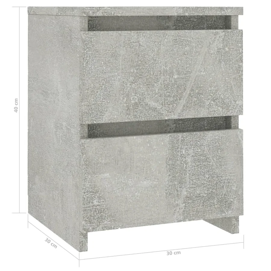 Tables de chevet 2 pcs Gris béton 30x30x40 cm Bois d’ingénierie - 6