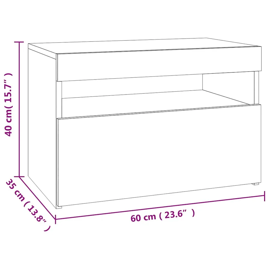 Meuble TV avec lumières LED chêne sonoma 60x35x40 cm - 19