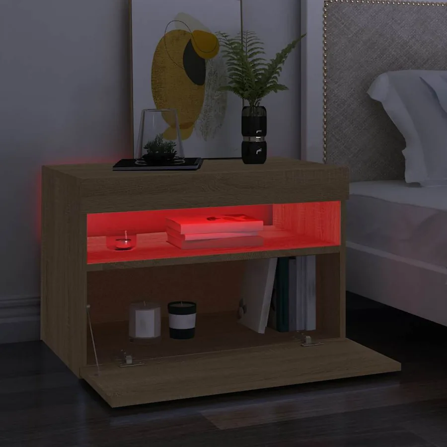 Meuble TV avec lumières LED chêne sonoma 60x35x40 cm - 5