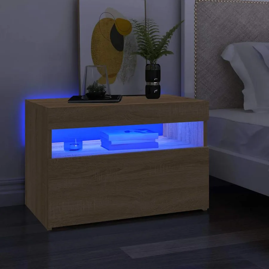 Meuble TV avec lumières LED chêne sonoma 60x35x40 cm - 6