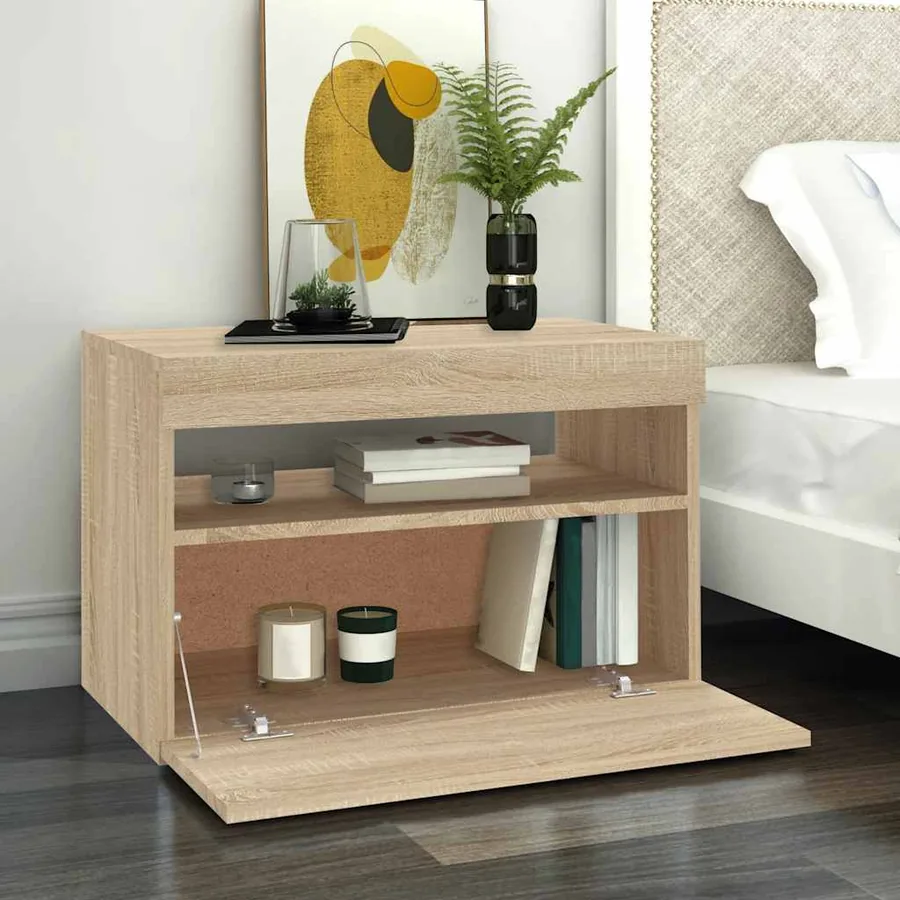 Meuble TV avec lumières LED chêne sonoma 60x35x40 cm - 7