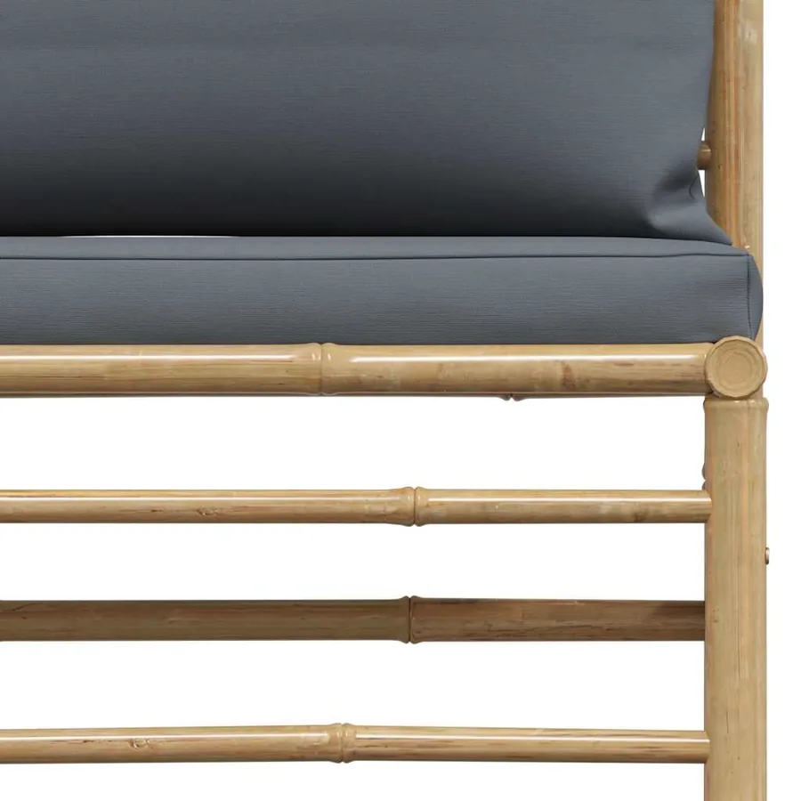 Salon de jardin 2 pcs avec coussins gris foncé Bambou - 11