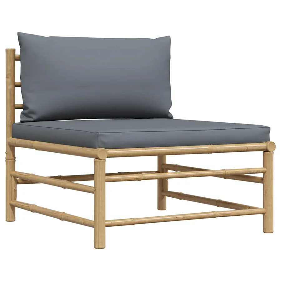 Salon de jardin 2 pcs avec coussins gris foncé Bambou - 5