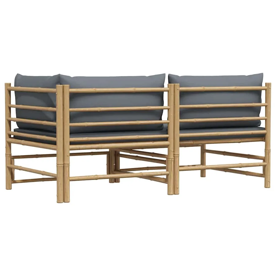 Salon de jardin 2 pcs avec coussins gris foncé Bambou - 8