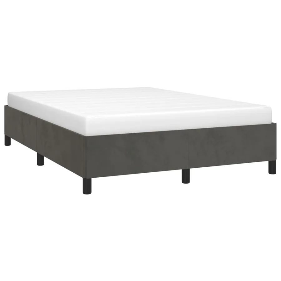 Cadre de lit sans matelas gris foncé 140x200 cm velours - 3