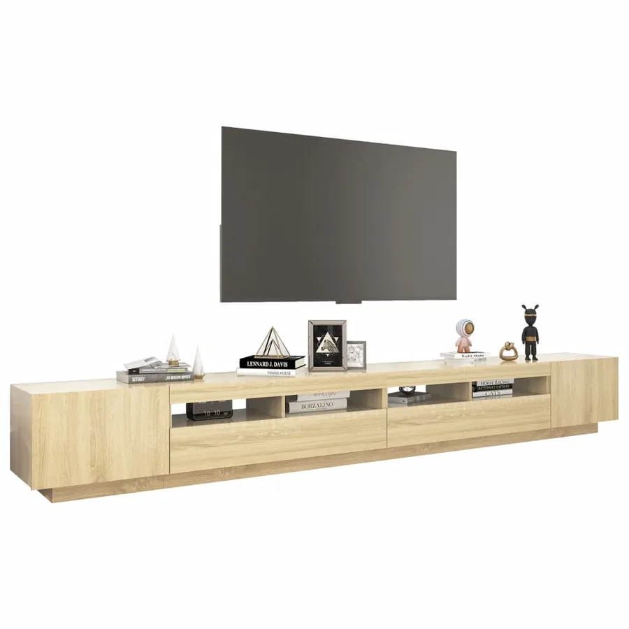 Meuble TV avec lumières LED Chêne sonoma 300x35x40 cm - 6