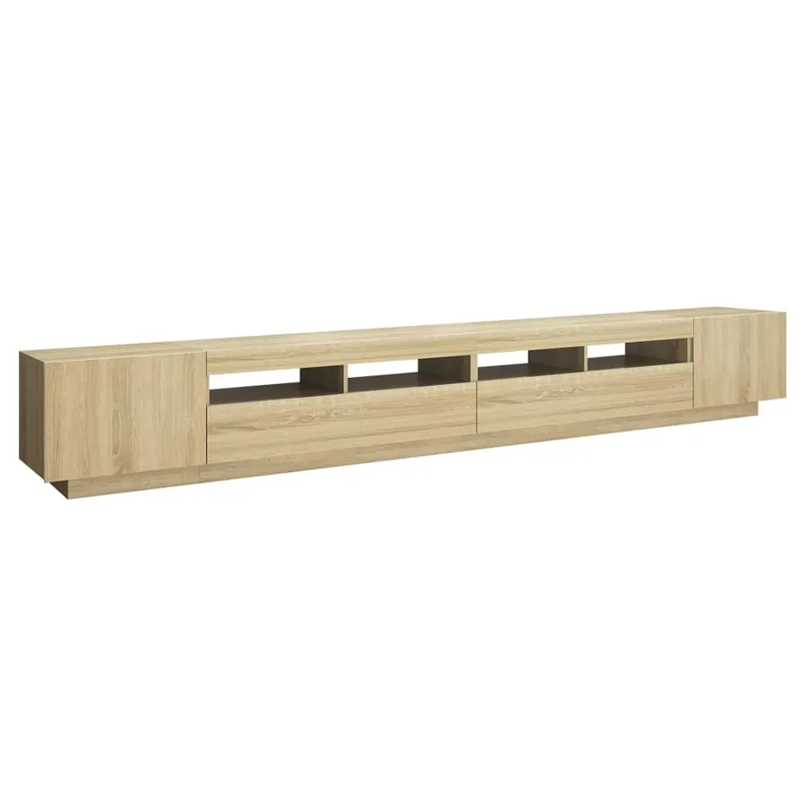 Meuble TV avec lumières LED Chêne sonoma 300x35x40 cm - 7