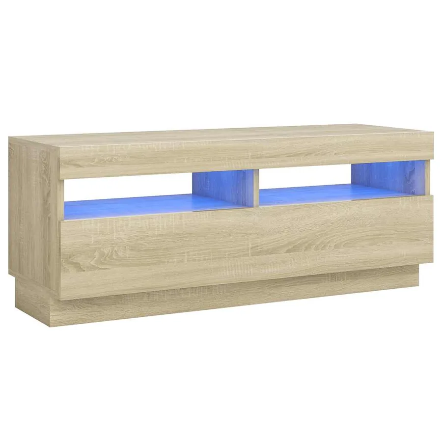 Meuble TV avec lumières LED chêne sonoma 100x35x40 cm - 2