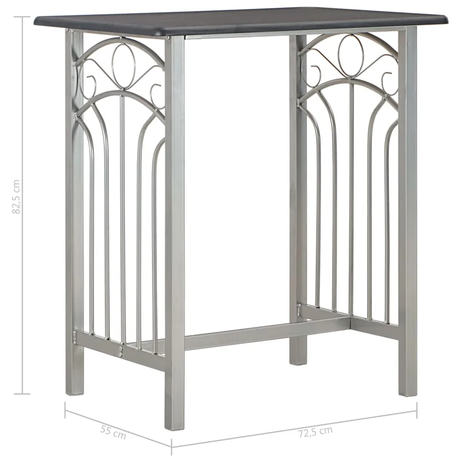 Ensemble de bar 3 pcs Bois et acier Noir - 10