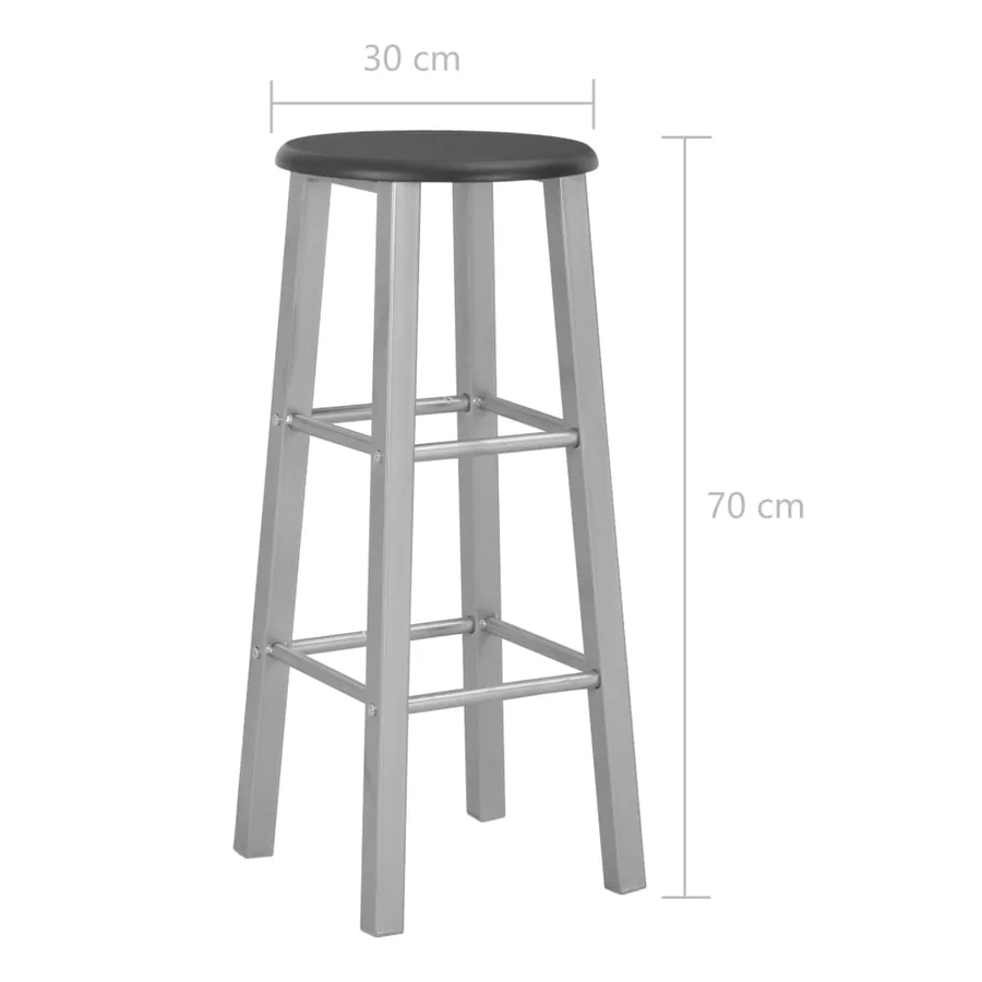 Ensemble de bar 3 pcs Bois et acier Noir - 11