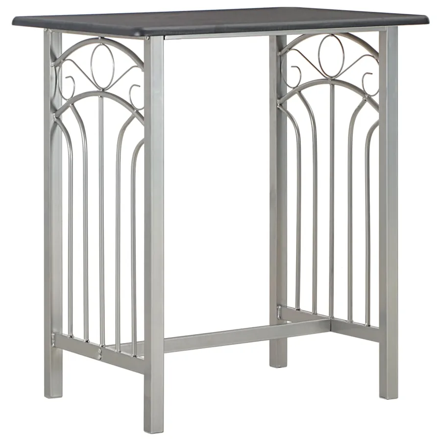 Ensemble de bar 3 pcs Bois et acier Noir - 2