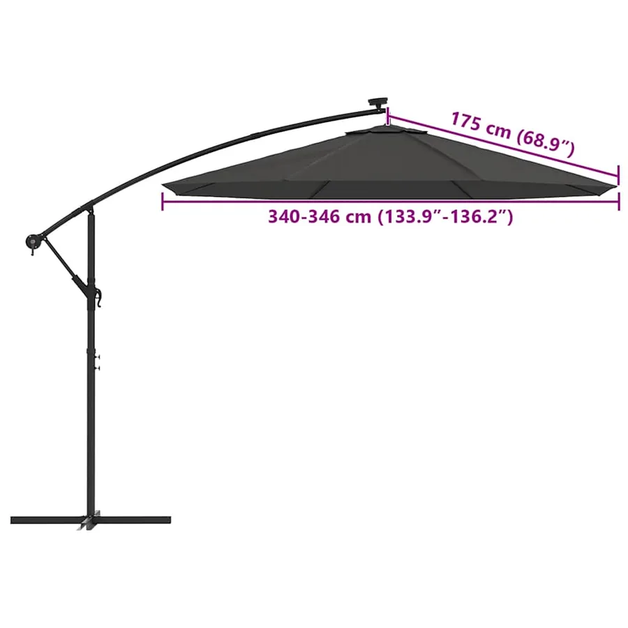 Tissu de remplacement pour parasol déporté Anthracite 350 cm - 8