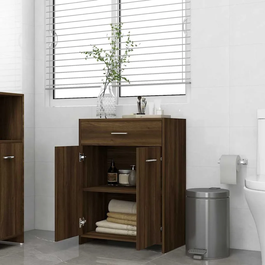 Armoire de bain Chêne marron 60x33x80 cm Bois d'ingénierie - 3