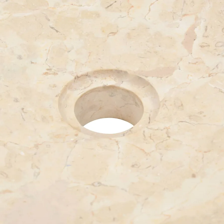 Armoire de toilette en teck solide avec lavabo en marbre Crème - 8