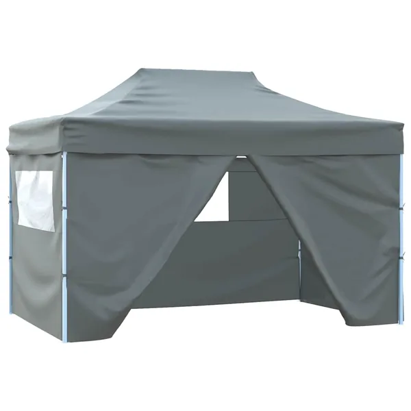 Tente pliable avec 4 parois latérales 3 x 4,5 m Anthracite
