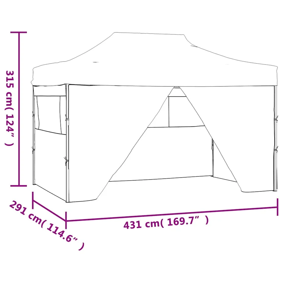 Tente pliable avec 4 parois latérales 3 x 4,5 m Anthracite - 12
