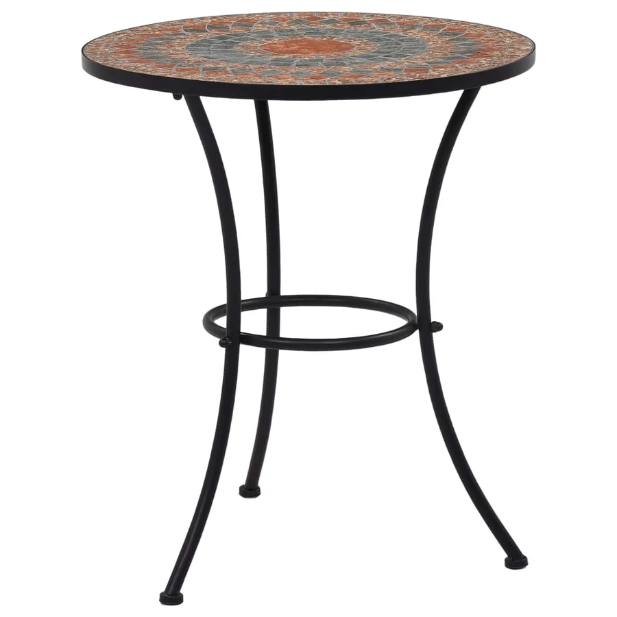 Table de bistro mosaïque Orange/gris 60 cm Céramique