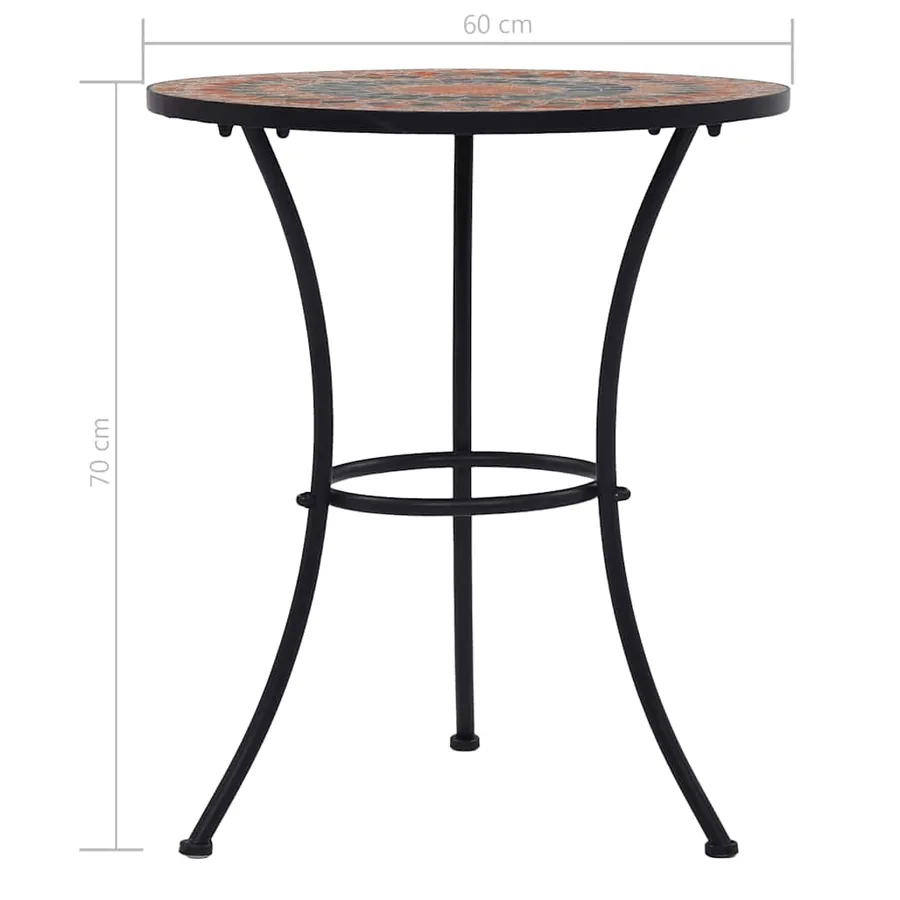 Table de bistro mosaïque Orange/gris 60 cm Céramique - 8