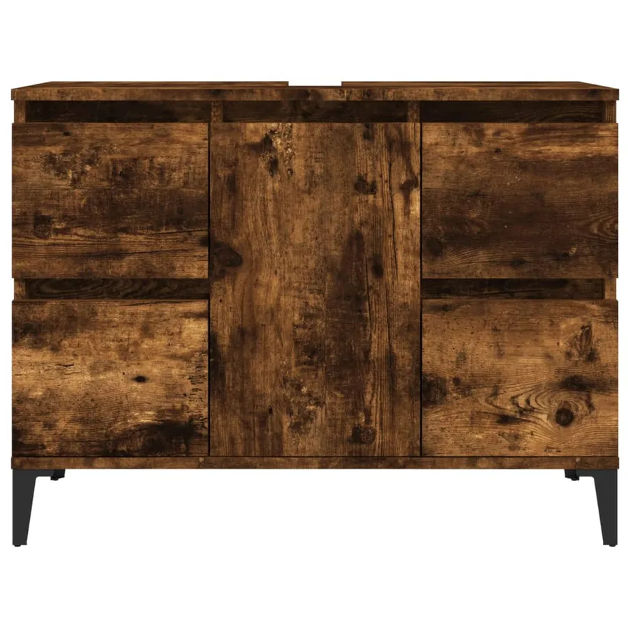 Meuble d'évier chêne fumé 80x33x60 cm bois d'ingénierie - 5