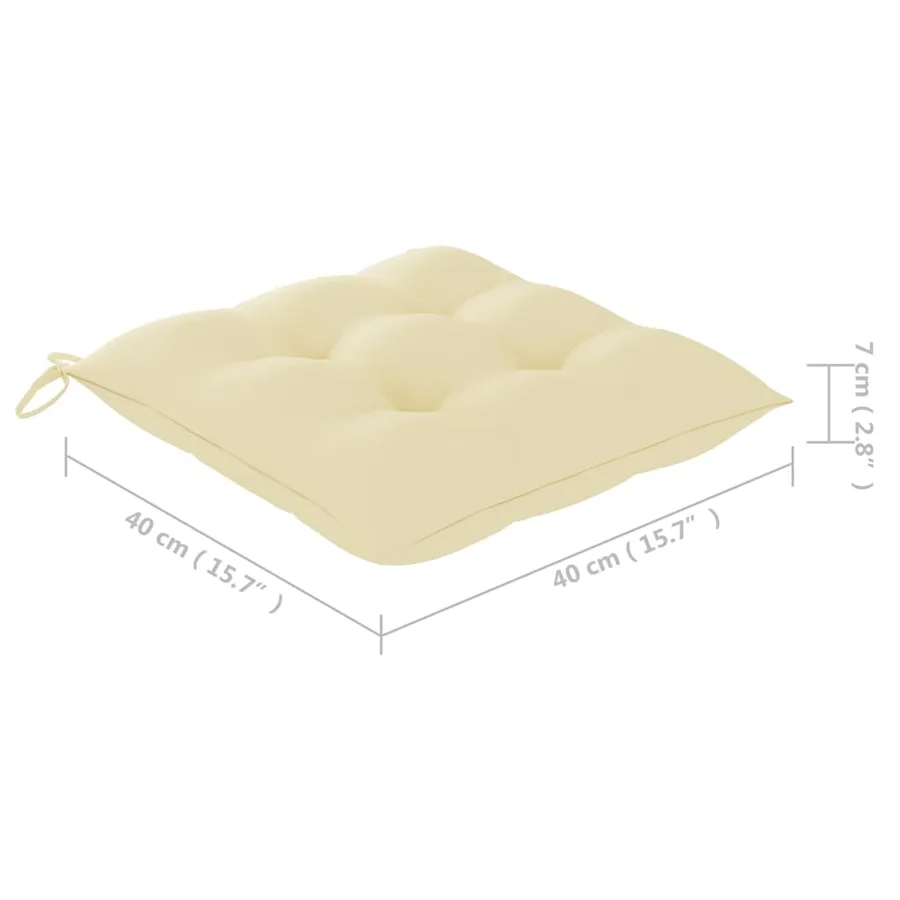 Chaises de jardin et coussins blanc crème lot de 8 Teck massif - 12