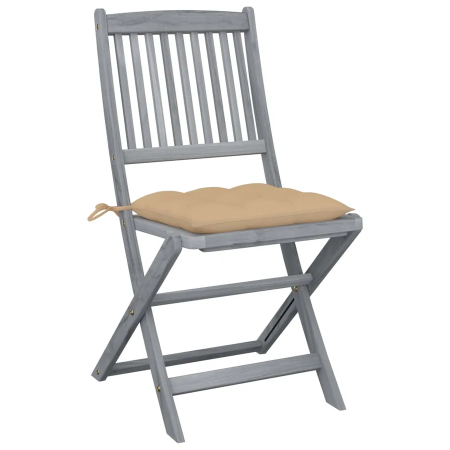 Chaises pliables d'extérieur lot de 4 et coussins Bois d'acacia - 2