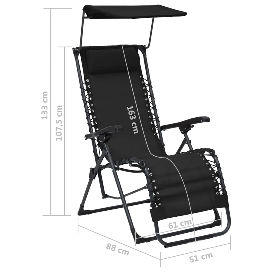 Chaises pliables de terrasse lot de 2 Textilène Noir - 12