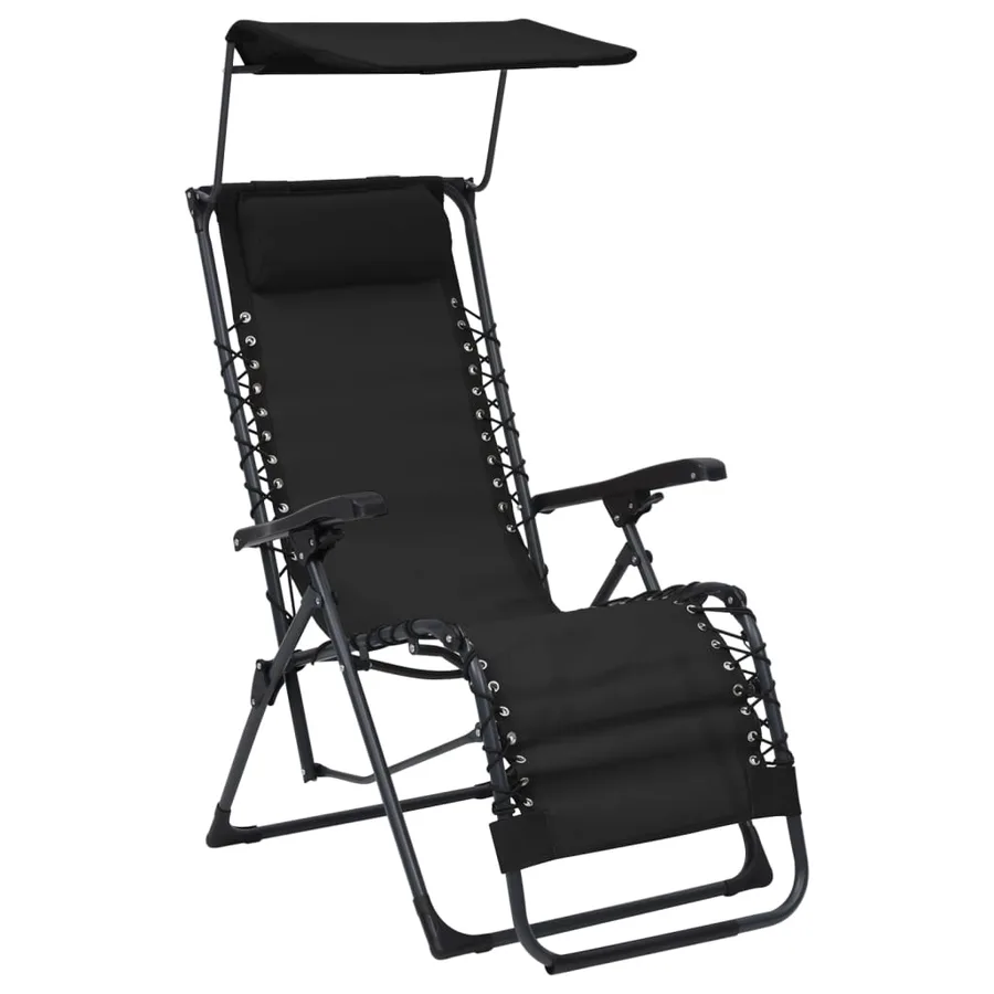 Chaises pliables de terrasse lot de 2 Textilène Noir - 2
