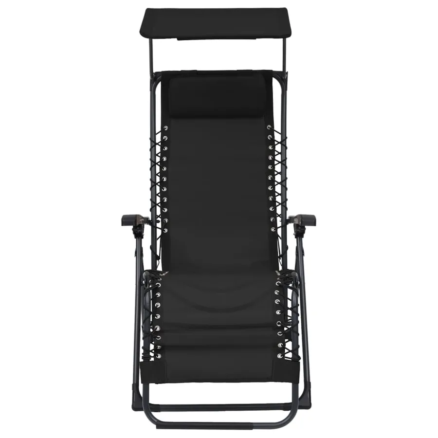 Chaises pliables de terrasse lot de 2 Textilène Noir - 3