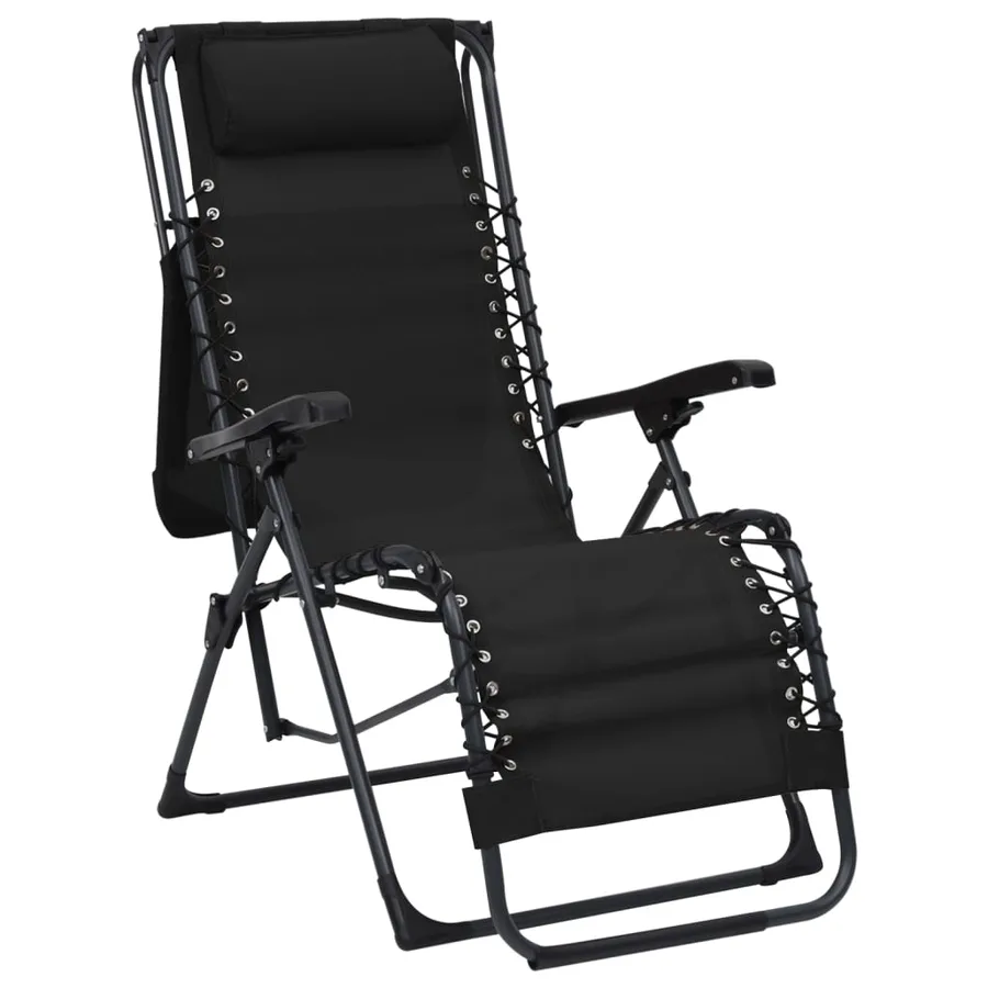 Chaises pliables de terrasse lot de 2 Textilène Noir - 5